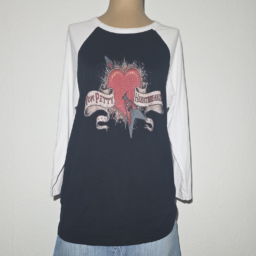 Tom Petty Band Concert 3 Quarter Sleeve Tee White Black Red Raglan Women's M - Picture 4 of 11